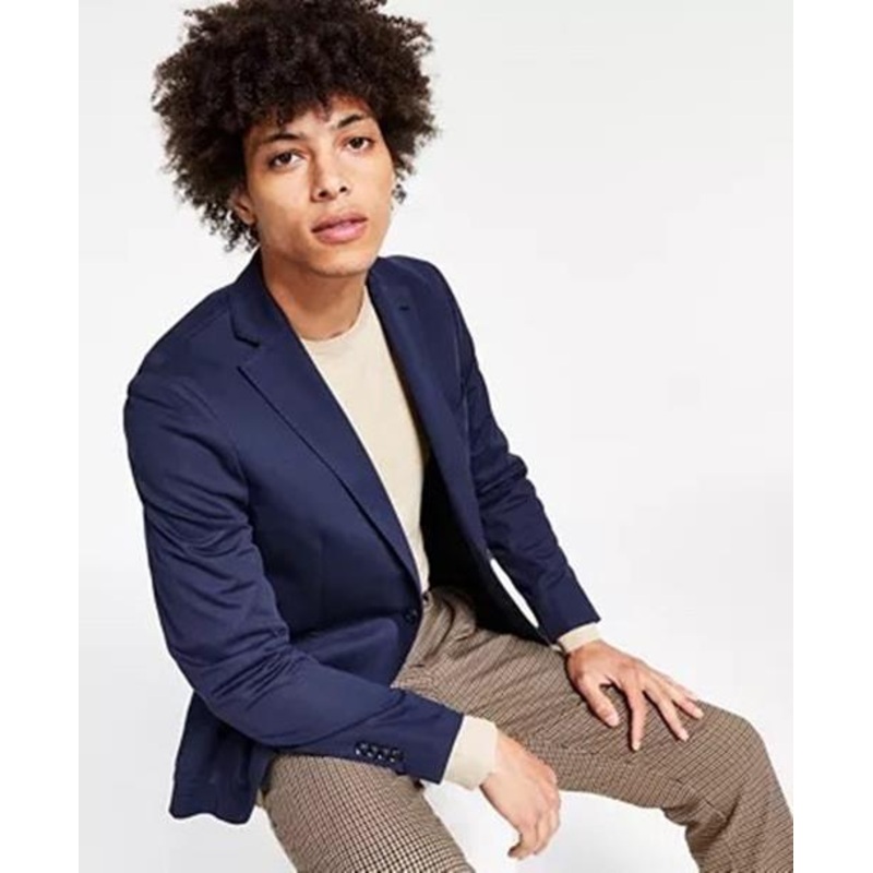 Bar III Men's Navy Solid Knit Blazer 40R