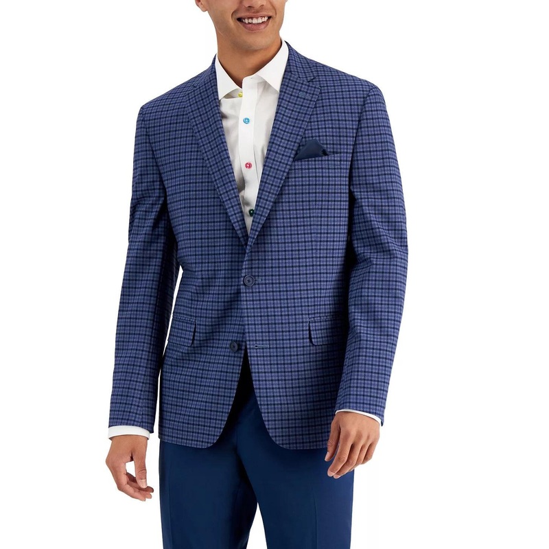 Bar III Men's Slim-Fit Patterned Blue Blazer 42R