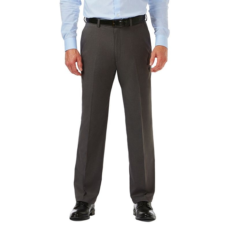 Haggar Men's Big & Tall Cool 18 Pro Charcoal Heather Pants Classic Fit 48 x 34