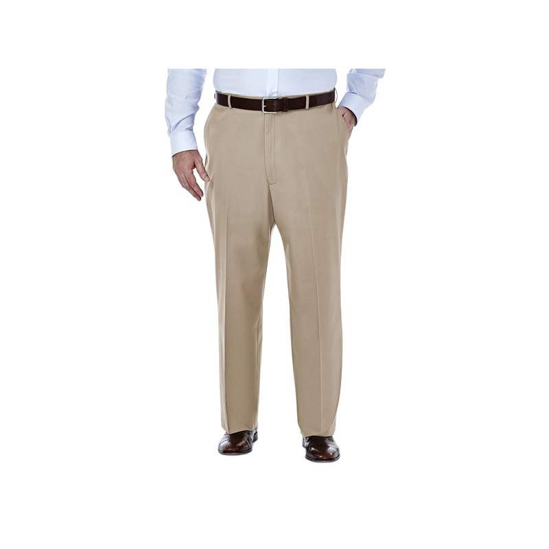 Haggar Men's Big & Tall No Iron Khaki Flat Pant Classic Fit 44 x 34