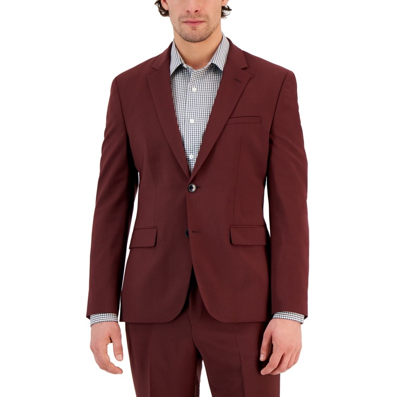 Hugo Boss Men's Modern-Fit Burgundy Suit Jacket 46R