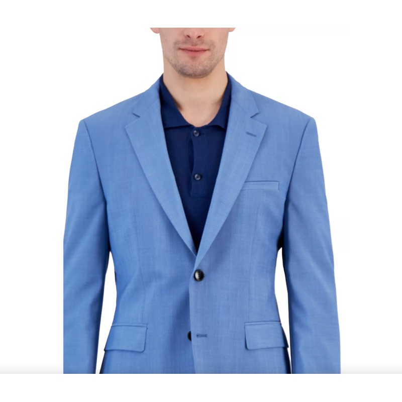 Hugo Boss Men's Modern-Fit Light Blue Superflex Suit Jacket 42R