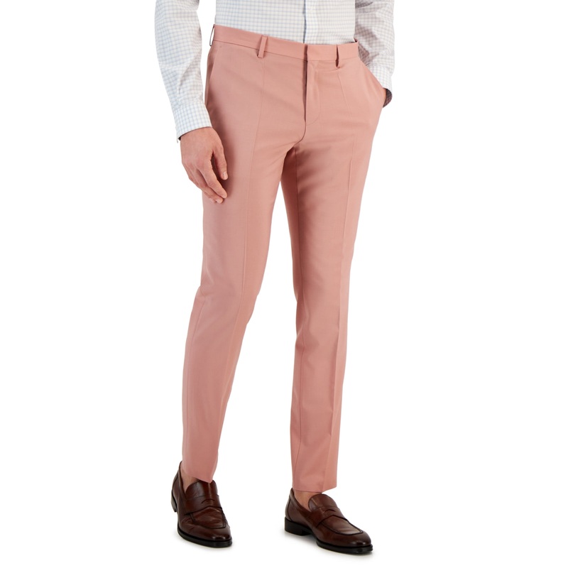 Hugo Boss Men's Pink Slim-Fit Suit Dress Pants 32 Regular