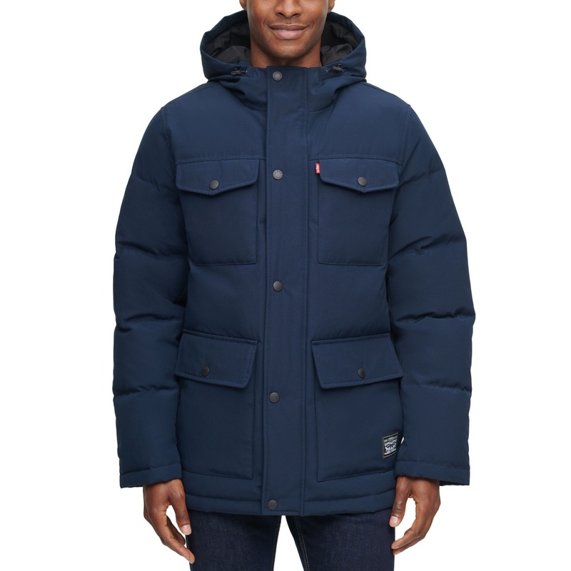 Levi's Mens Quilted Parka Hoody Jacket Navy XL
