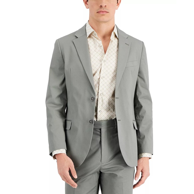 Nautica Men's Modern-Fit Stretch Cotton Solid Suit 40L 34 x 32 Grey