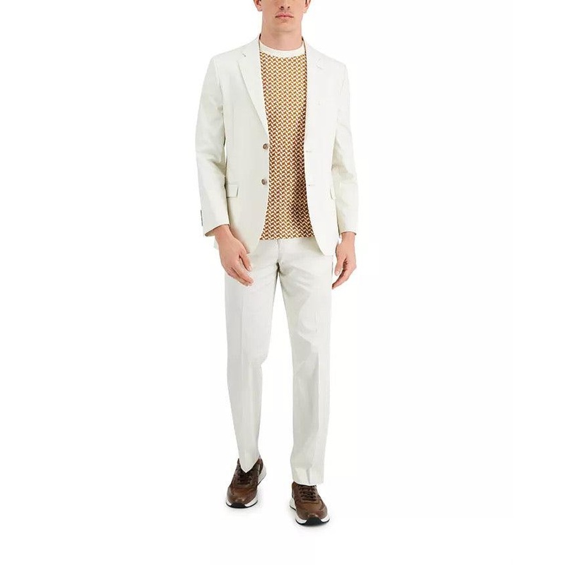 Nautica Men's Modern-Fit White / Cream Cotton Suit 36S / 30 x 32