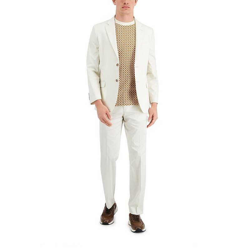 Nautica Men's Modern-Fit White Cream Cotton Suit 38R / 32 x 32
