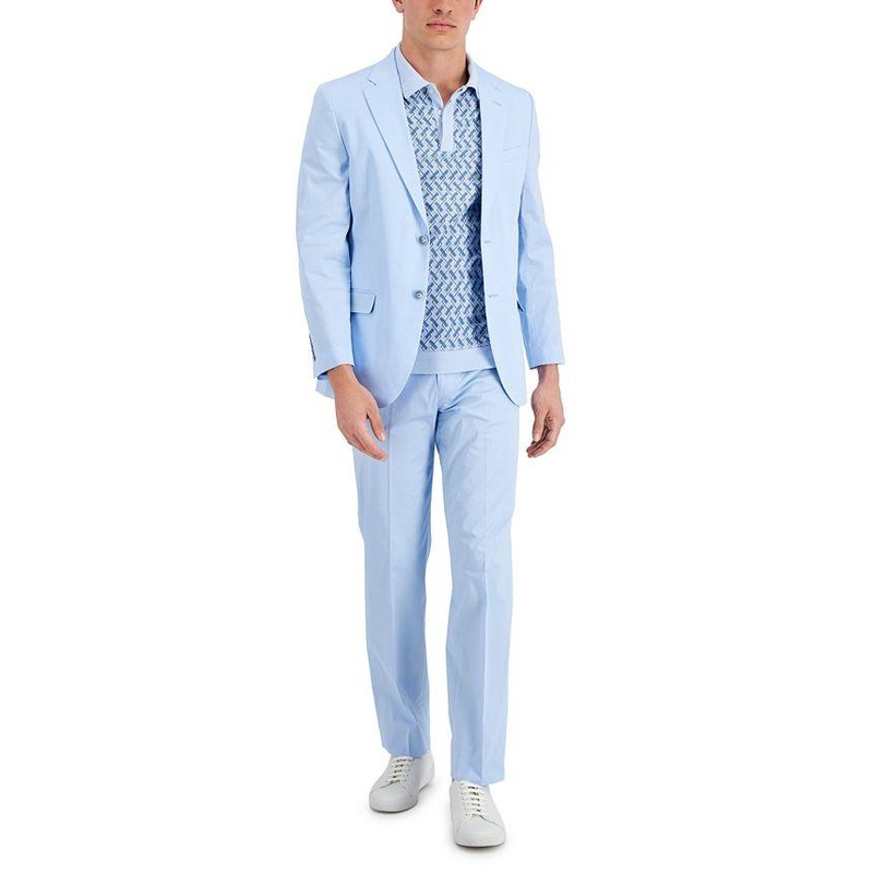 Nautica Men's Stretch Cotton Modern Fit Suit Light Blue 40R Jacket 34 x 32 Pants