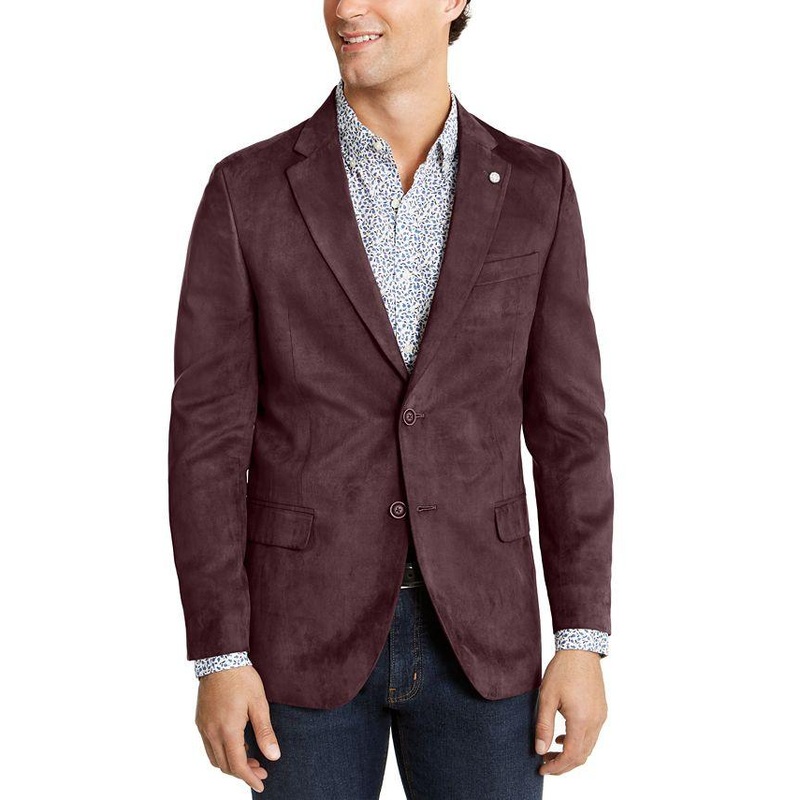 Nautica Mens Faux Suede Burgundy Sport Coat 42R