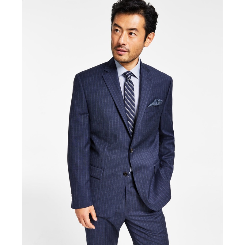 Ralph Lauren Men's Ultraflex Wool Suit Jacket - Blue Pinstripe 40R