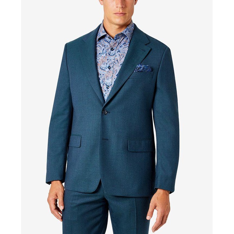 Tallia Men's Classic-Fit Wool Suit Jacket 44S Teal Blue