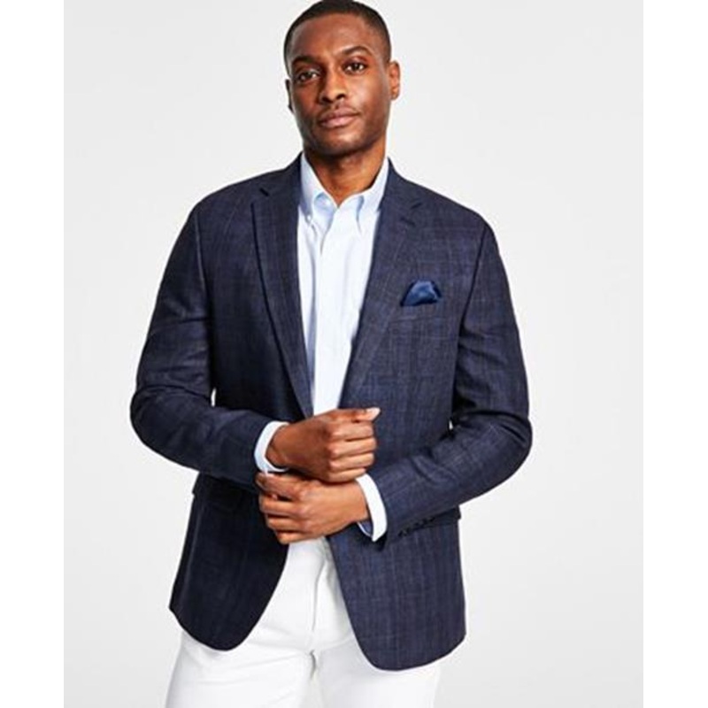 Bar III Men's Navy Windowpane Sport Coat 40L