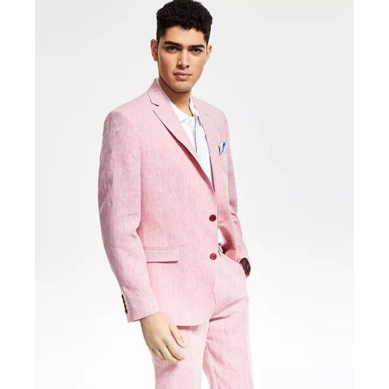 Bar III Men's Pink Linen Suit Jacket 44R Slim-Fit