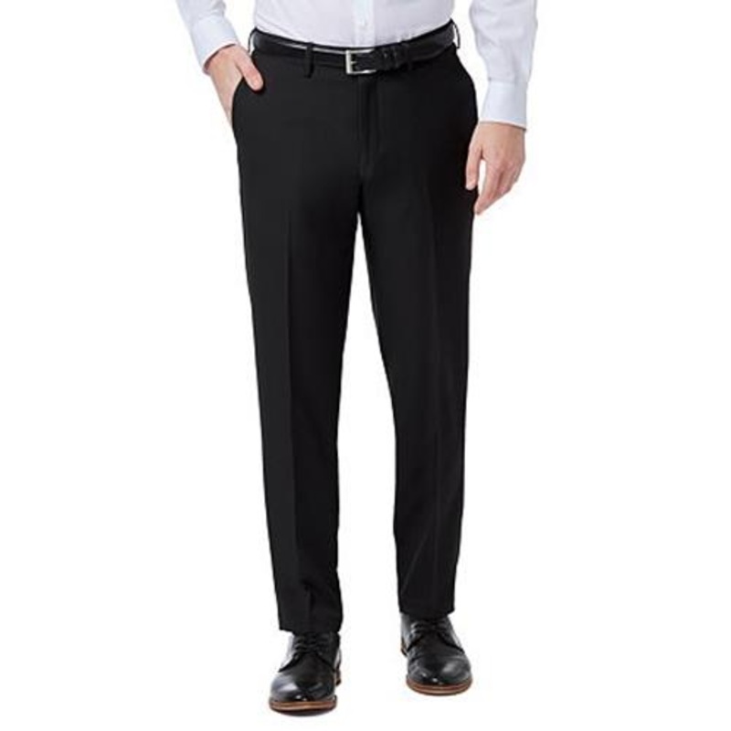 Haggar Mens Premium Comfort Dress Pant Slim Fit Flat Front Black  32 x 29