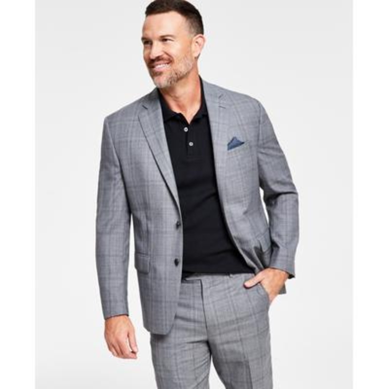 Ralph Lauren Men's Classic-Fit Wool Suit Jacket - Light Grey Plaid 44S