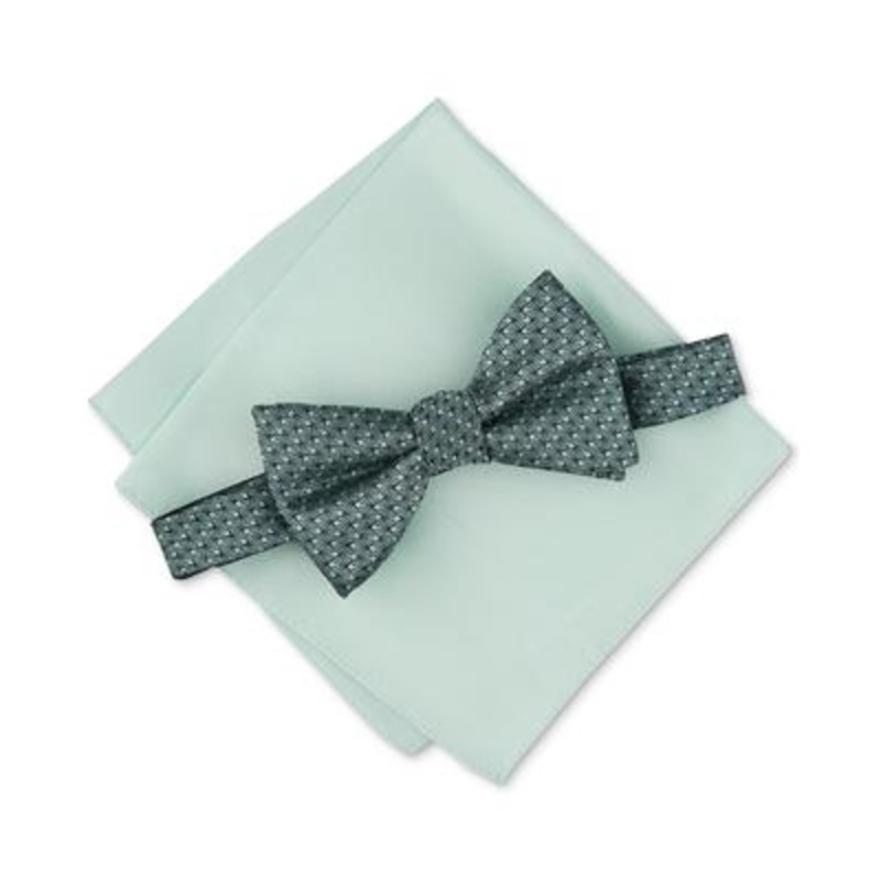Alfani Men's 2 Pc Bow Tie & Pocket Square Set Mint