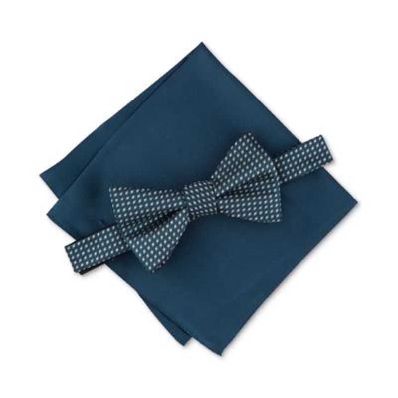 Alfani Men's 2 Pc Bow Tie & Pocket Square Set Teal