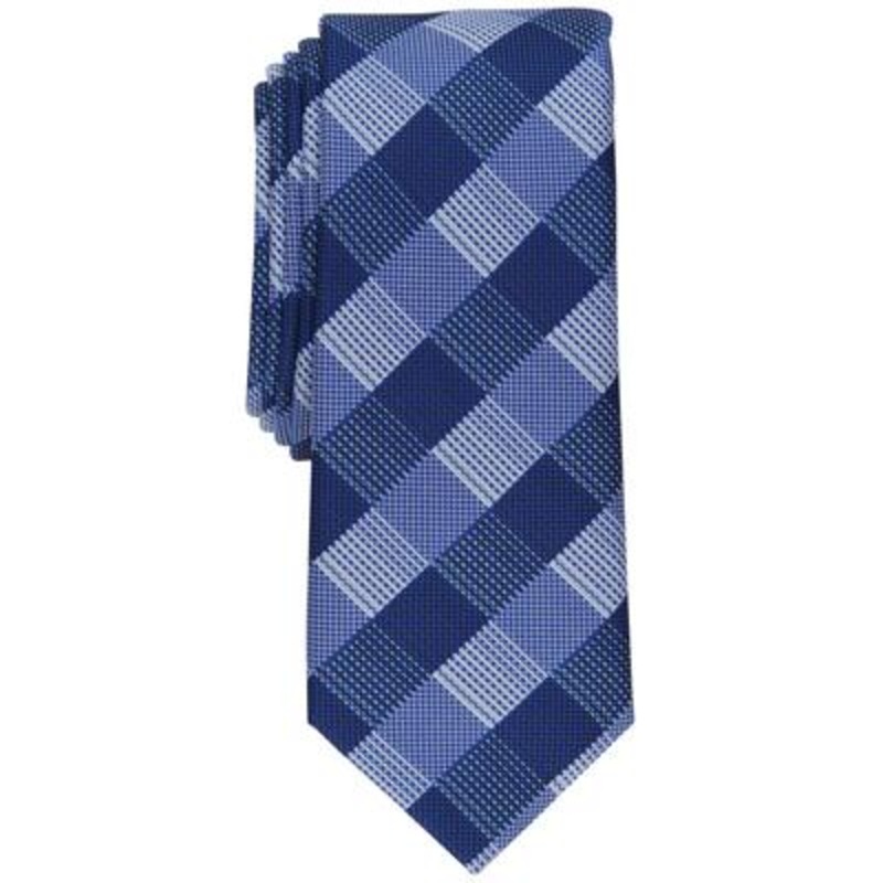 Alfani Men's Slim Plaid Necktie Royal