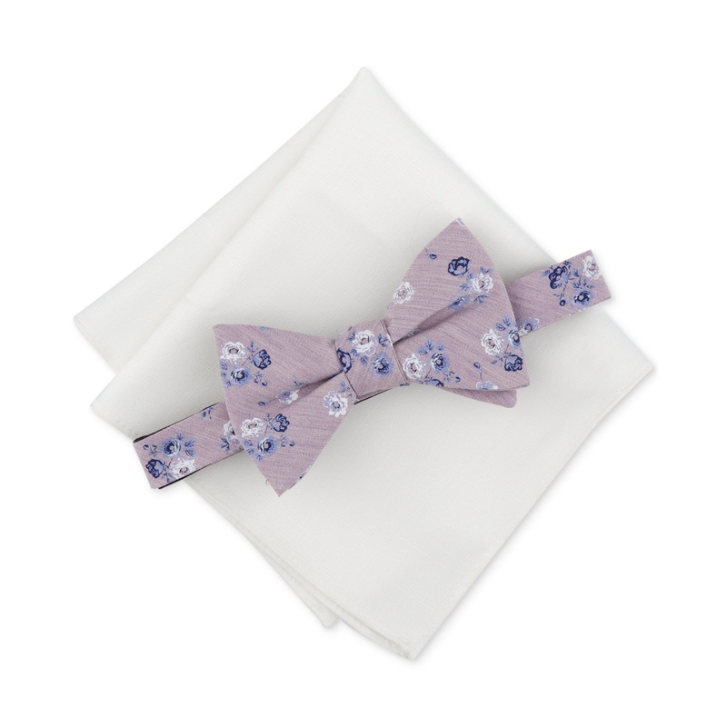 Bar Iii Men's Aston Floral Bow Tie & Pocket Square Set Purple