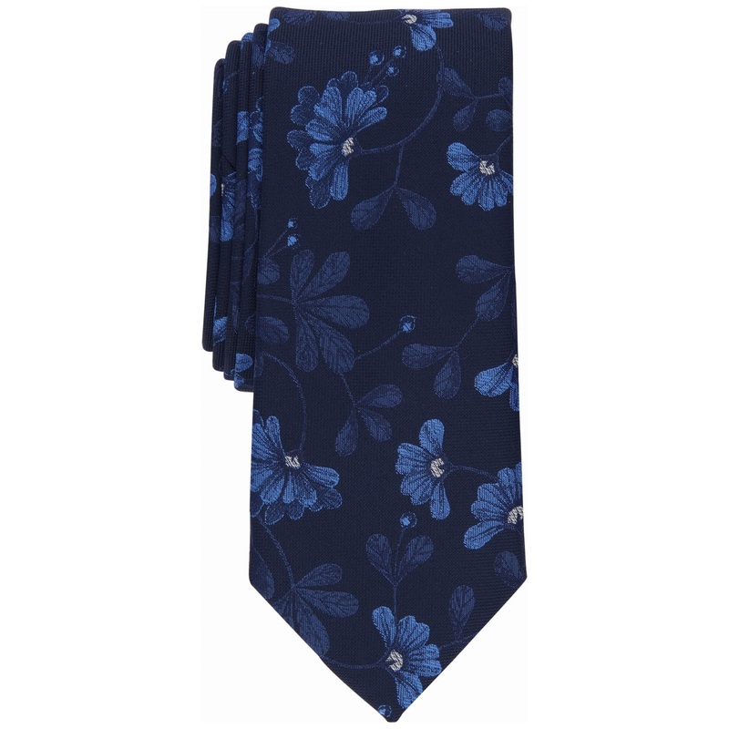 Bar Iii Men's Floral Tie Navy Blue Combo Necktie