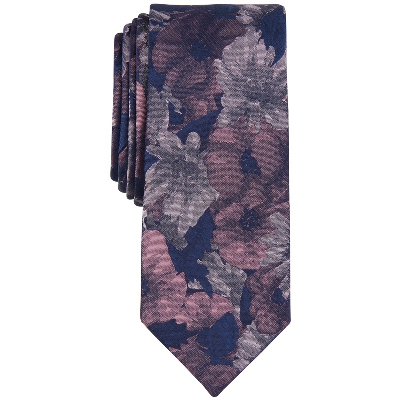 Bar Iii Men's Kissemee Floral Tie Light Pink Blue Necktie