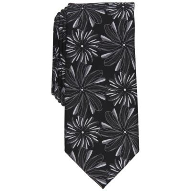 Bar III Men's Lisi Skinny Floral Black Tie Necktie