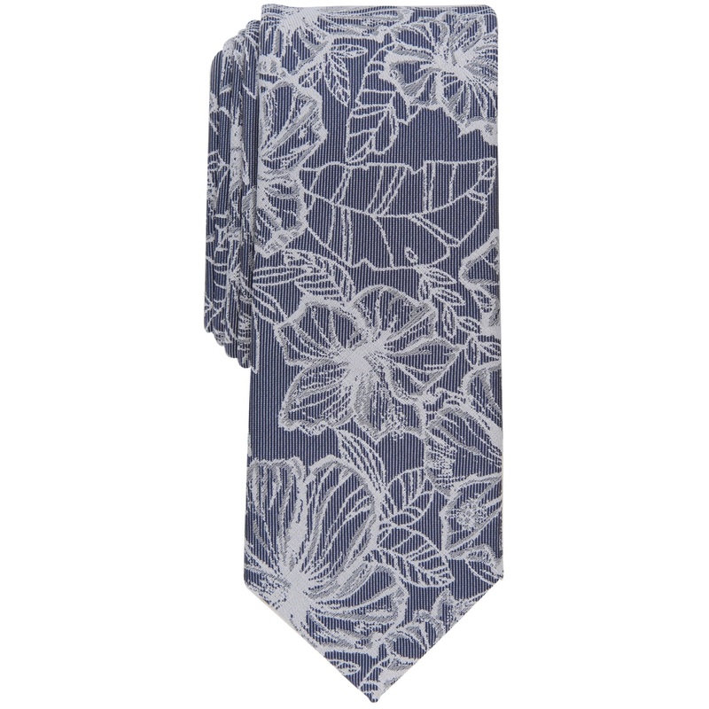 Bar Iii Men's Tirone Floral Tie Navy Blue Necktie
