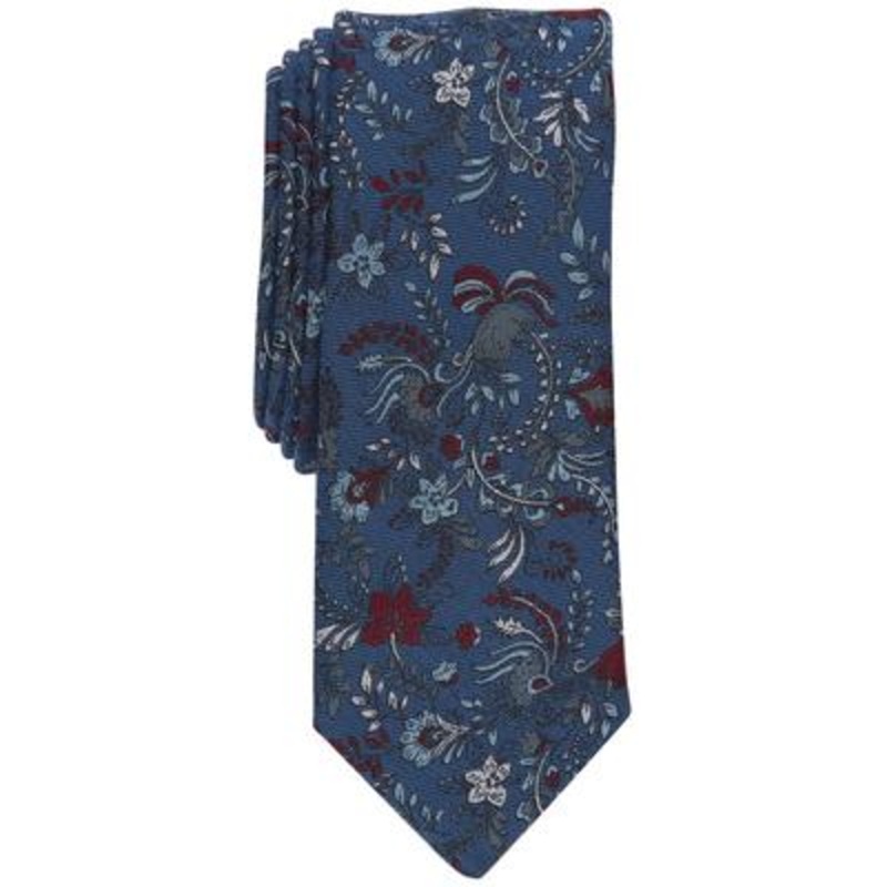 Bar Iii Men's Tobago Botanical Tie Denim Blue Necktie