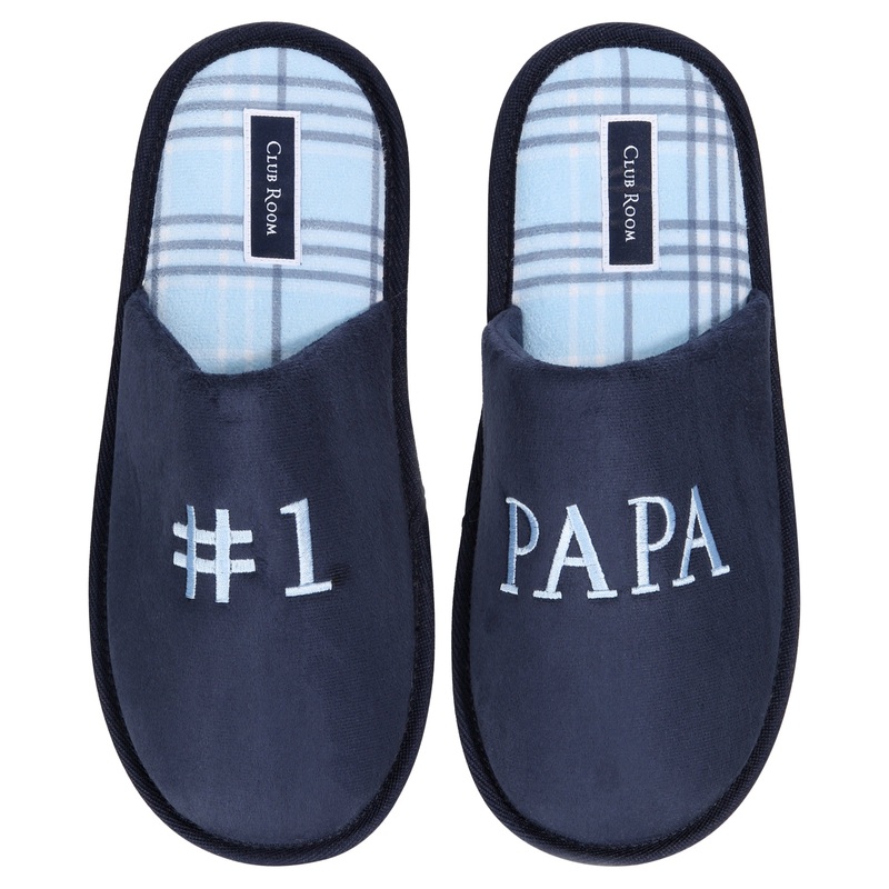 Club Room Men's #1 Papa Slipper Slip On Navy Blue XL 12 to 13