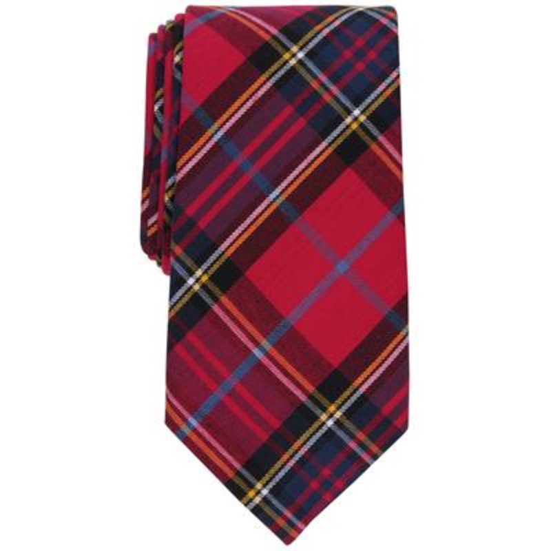 Club Room Men's Holiday Red Tartan Tie Red Plaid Necktie