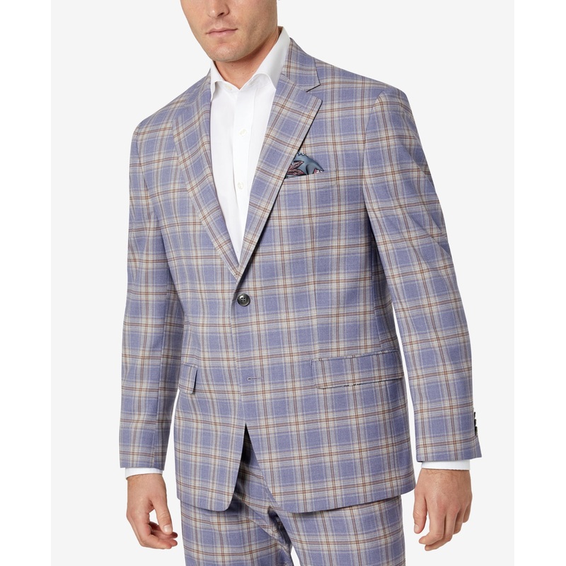 Sean John Men's Purple Patterned Suit Jacket - Size 38S