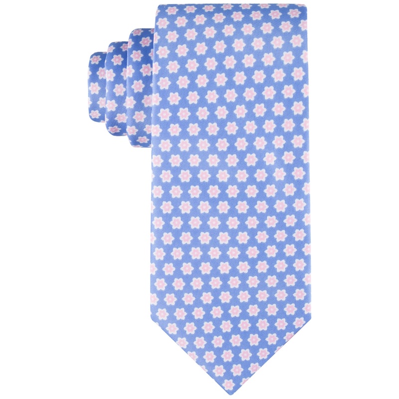 Tommy Hilfiger Men's Curtis Floral Tie Light Blue  Pink Necktie