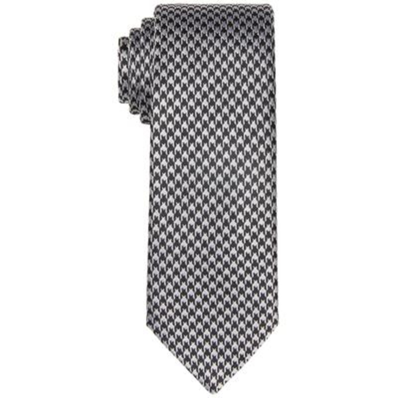 Tommy Hilfiger Men's Houndstooth Tie Black Necktie