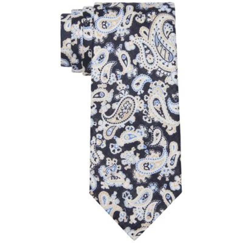 Tommy Hilfiger Men S Howard Classic Paisley Linen Tie Blue Necktie