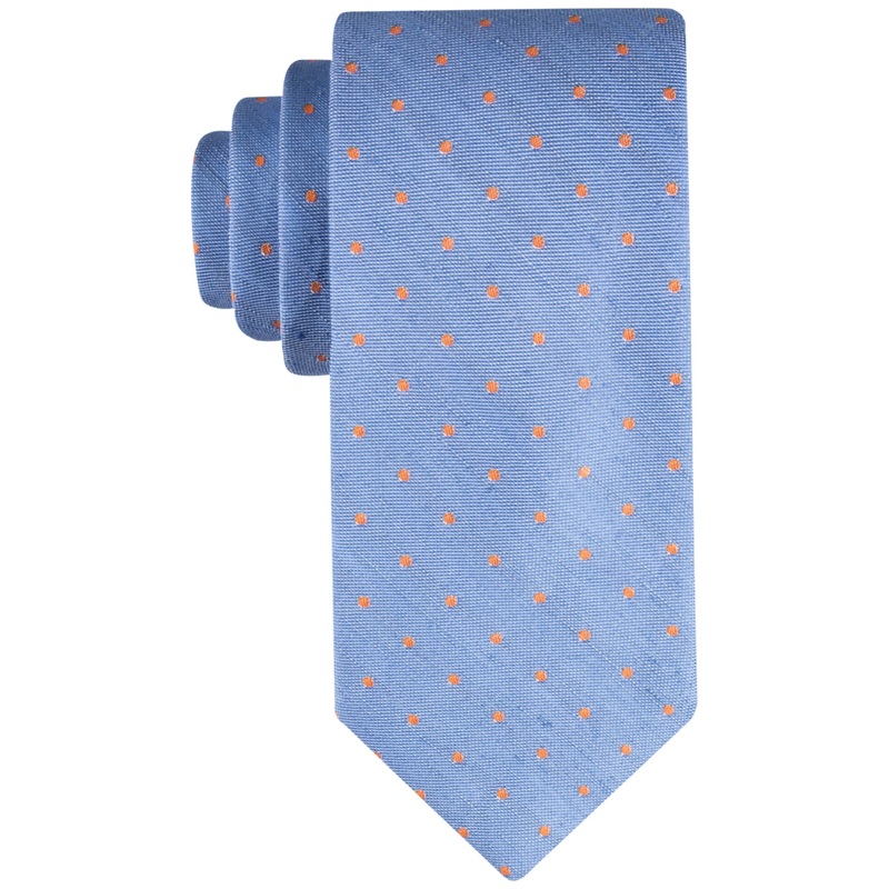 Tommy Hilfiger Men's Linen Dot Tie LIght Blue Necktie