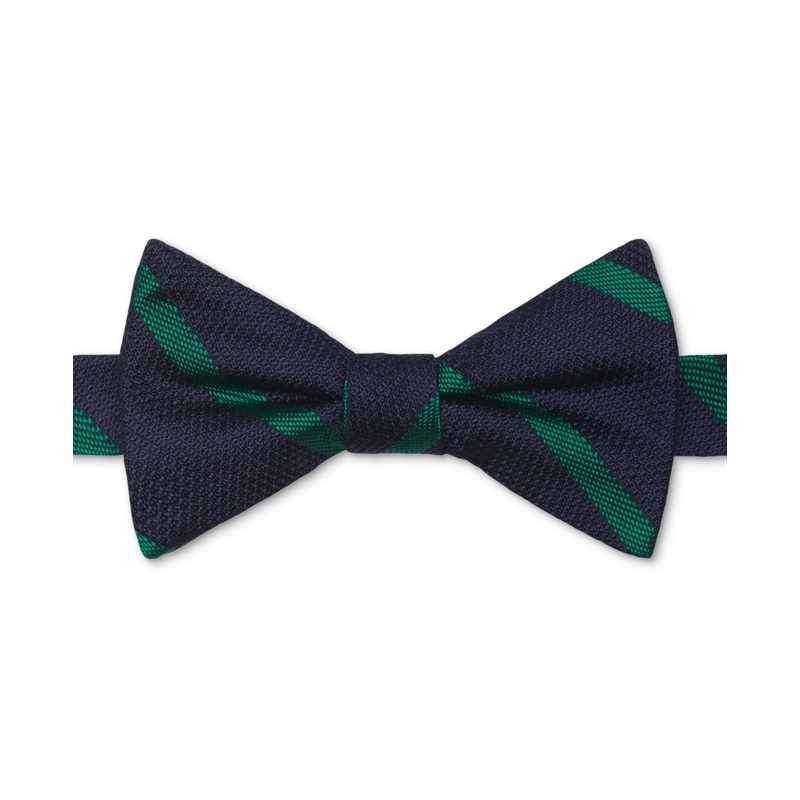 Tommy Hilfiger Men's Luxe Thin Stripe Bow Tie Navy Blue Green Necktie