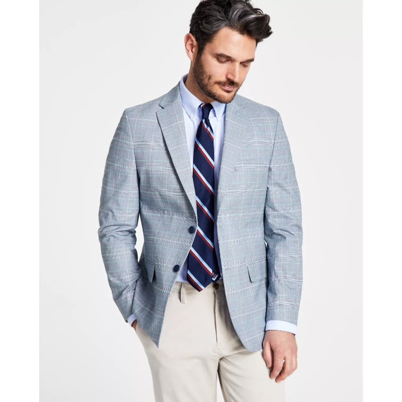 Tommy Hilfiger Men's Plaid Blazer Blue Red Size 42 R
