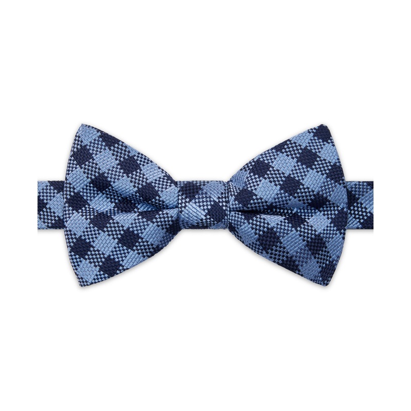 Tommy Hilfiger Men's Willard Gingham Bow Tie Blue Necktie