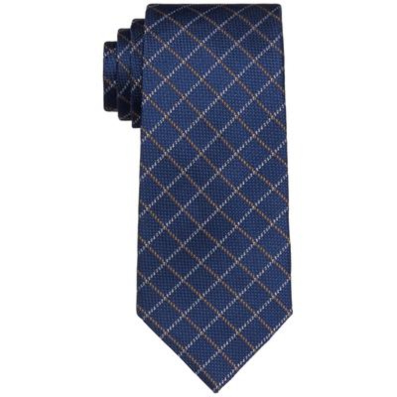 Tommy Hilfiger Mens Adrian Grid Tie Tan Navy