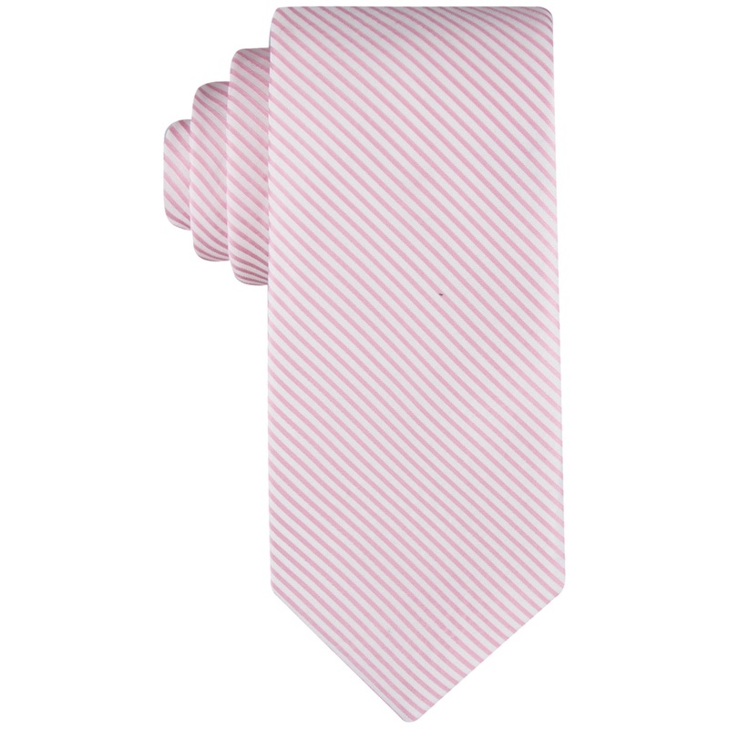 Tommy Hilfiger Mens Seersucker Stripe Pink Tie