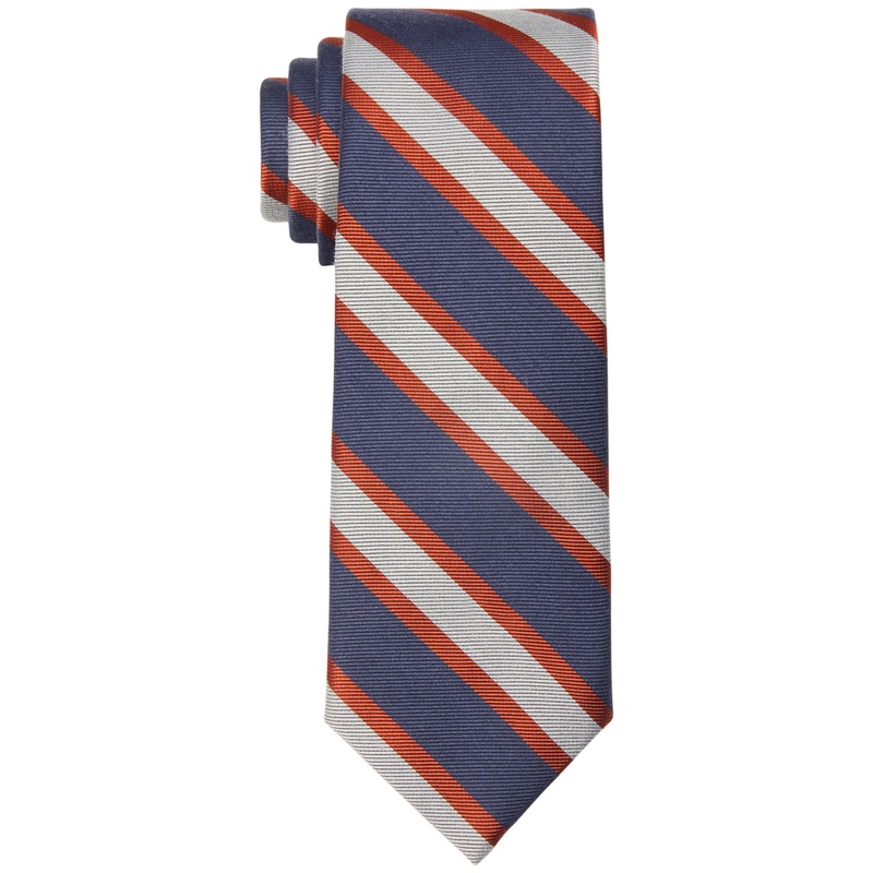 Tommy Hilfiger Mens Silk Blend Striped Tie Orange Necktie