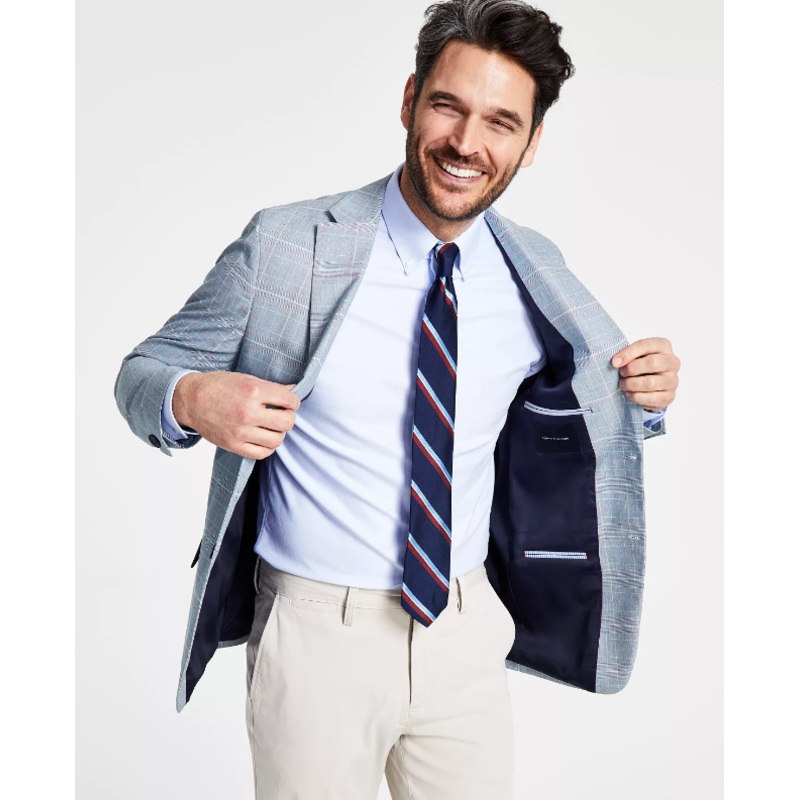 Tommy Hilfiger Plaid Blazer Blue Red Sz 40R