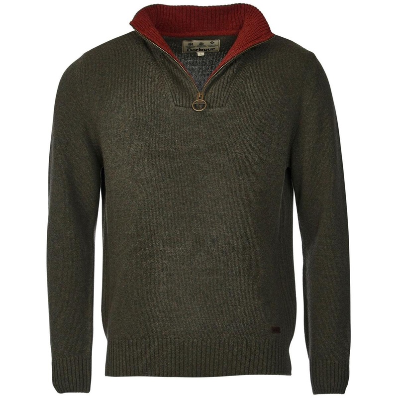 Barbour Men's Nelson Wool Quarter Zip Sweater Wool Green  Medium