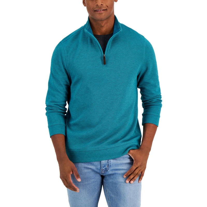 Birdeye Mens 1/4 Zip Club Room Sweater Medium Turqiose Blue