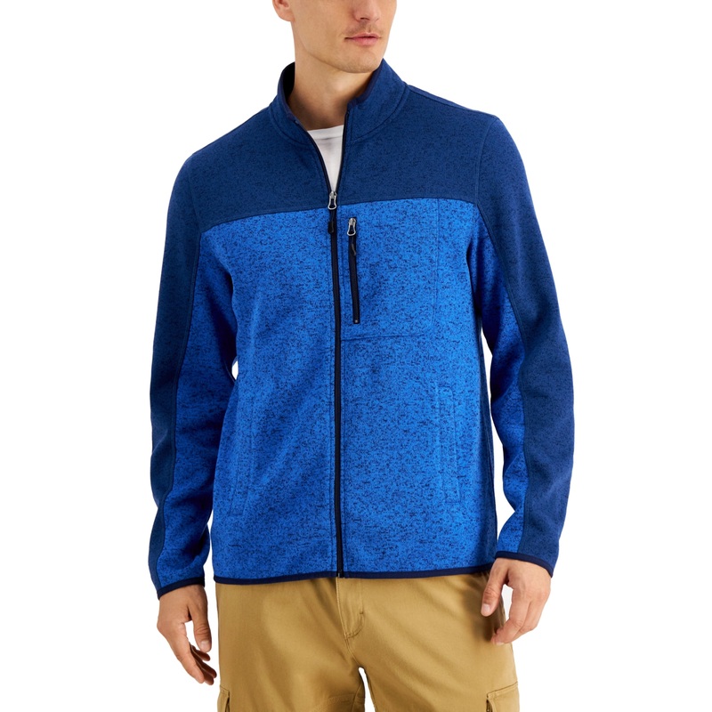 Club Room Men's Fullzip Fleece Sweater Navy Blue Large