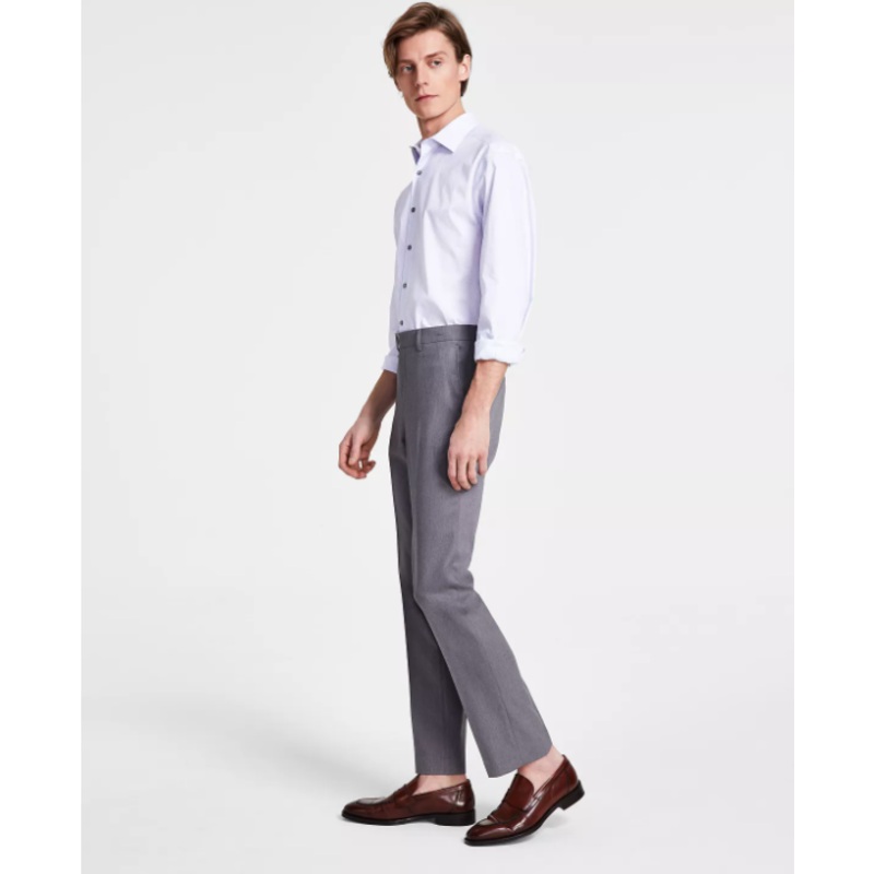 DKNY Men's Dress Pants Grey 36 x 32 Modern-Fit Solid