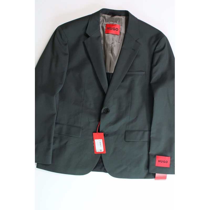 HUGO BOSS Men's Suit Jacket Dark Green 46R Modern-Fit Super Flex
