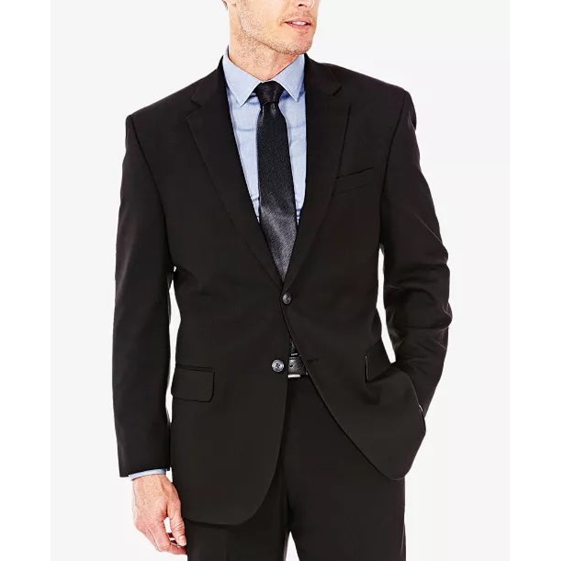 J.m. Haggar Men's Black Sharkskin Suit Jacket 50R