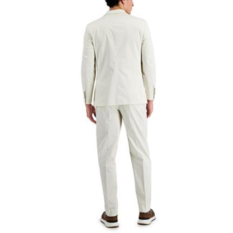 Nautica Men's Modern-Fit White / Cream Cotton Suit 40R / 34 x 32