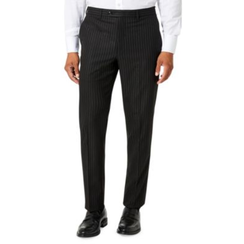 Sean John Men's Dress Pants Black 36 x 32 Classic-Fit Black Striped